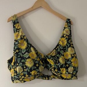 Old Navy Bikini Top Sunflower Print Whimsical Flowers Cute Swimsuit Plus Size 4X